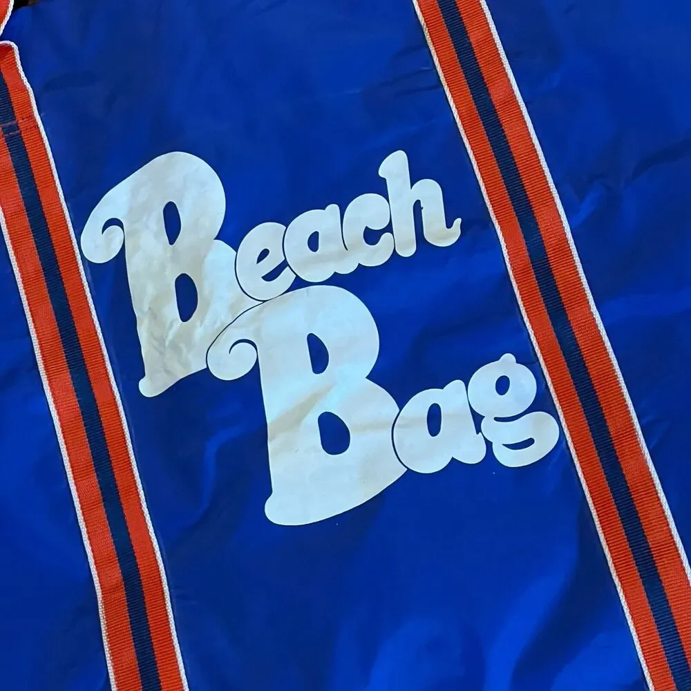 Large Vtg Convertible Beach Bag Blanket Styly Red White Blue New 18x22